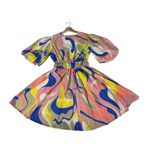 Sincerely Jules Psychedelic Abstract Puff Sleeve Mini Dress Women’s Small - Picture 5 of 12